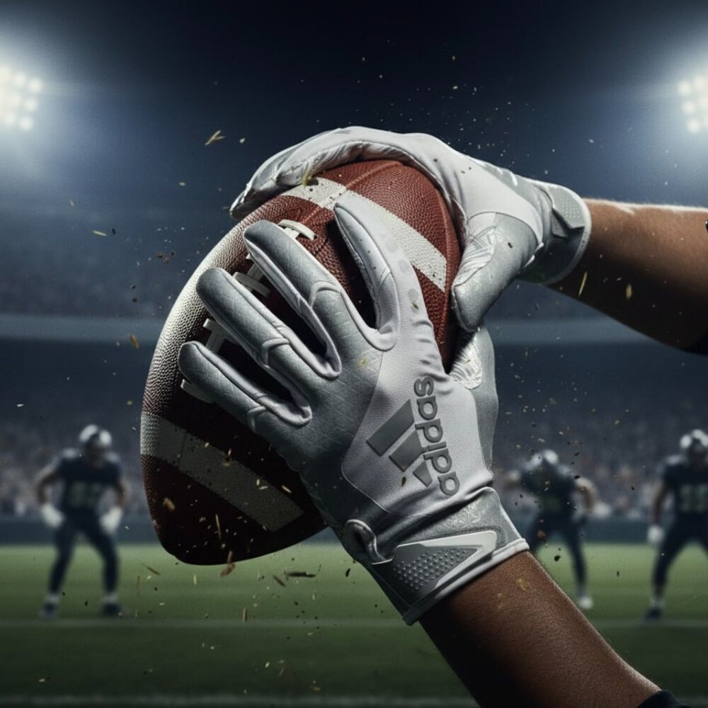 Adidas Adizero Silver and White Football Receiver Gloves